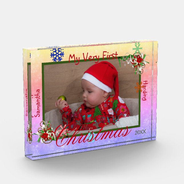 My Very 1st Christmas Baby Personalized Photo Block (Left)