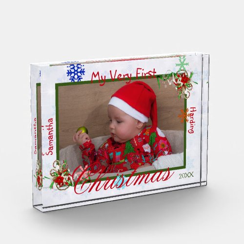 My Very First Christmas Baby Boy Personalized Photo Block