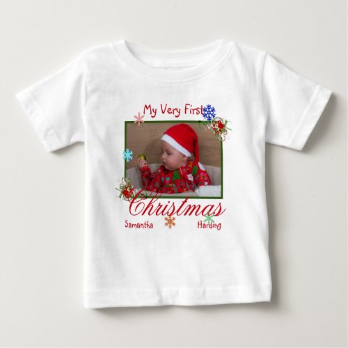 My Very First Christmas Photo Personalized Baby T_Shirt