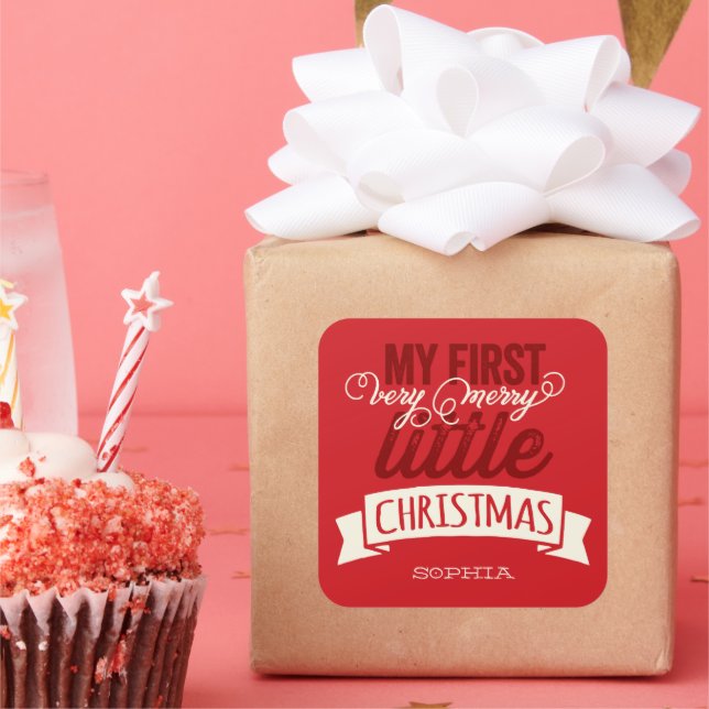 My Very Merry Little Christmas Baby 1st Christmas Square Sticker (Party)