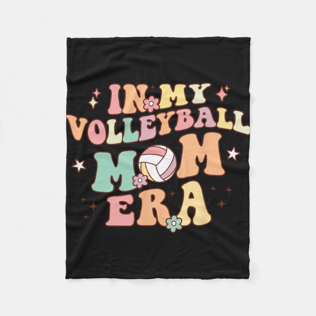 My Volleyball Mom Era Game Day Cute Retro Volleyba Fleece Blanket (Front)