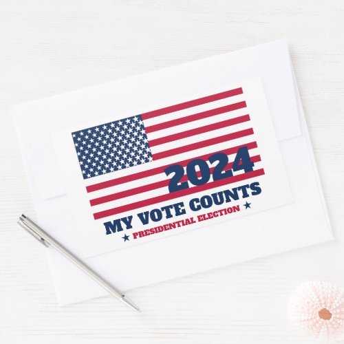 My Vote Counts USA Flag 2024 Election Rectangular Sticker