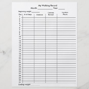 My Walking Record Step Pedometer Chart Flyer by Cherylsart at Zazzle