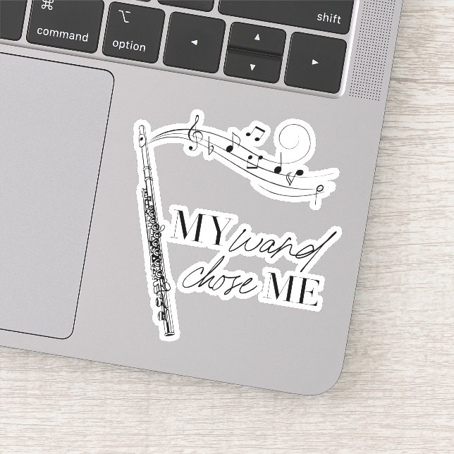 My Wand Chose Me Flute Black & White Quote Sticker (Detail)