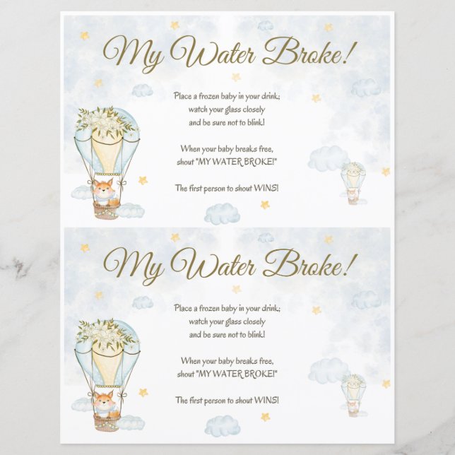 My Water Broke! Baby Shower Game (Front)