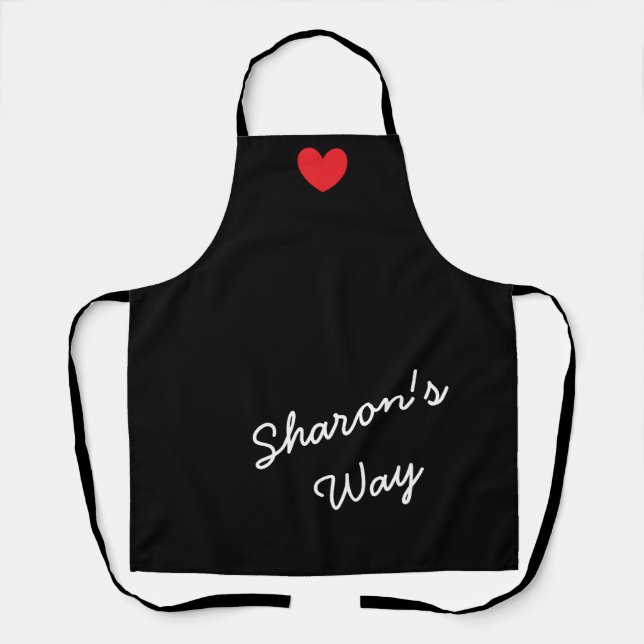 My Way:  Black & White with Heart -  Apron (Front)