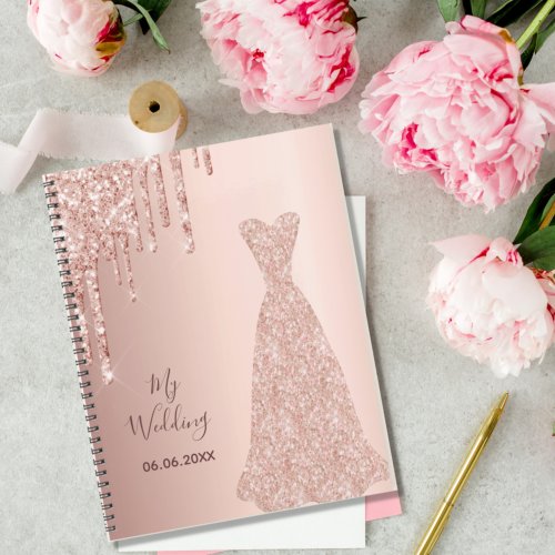 My wedding rose gold glitter drips bride 2025 planner