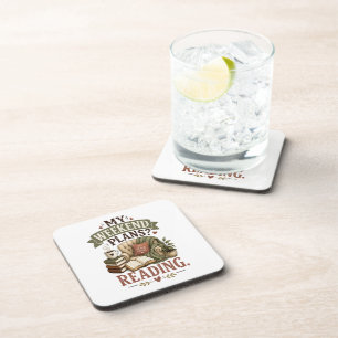 My Weekend Plans Reading Book Lover Cozy Reading Beverage Coaster