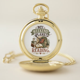My Weekend Plans Reading Book Lover Cozy Reading  Pocket Watch