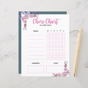 My Weekly Chore Chart - Double Sided Floral