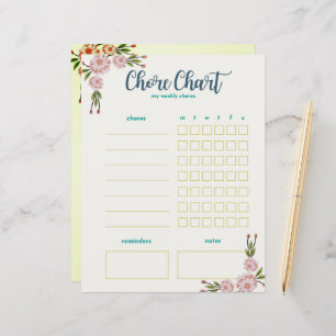 My Weekly Chore Chart - Double Sided Floral