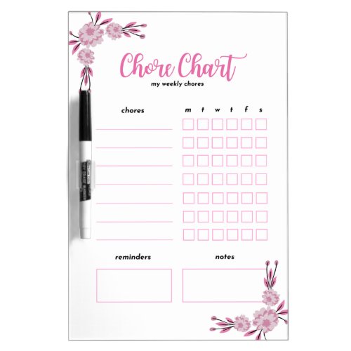 My Weekly Chore Chart Floral Dry Erase Board