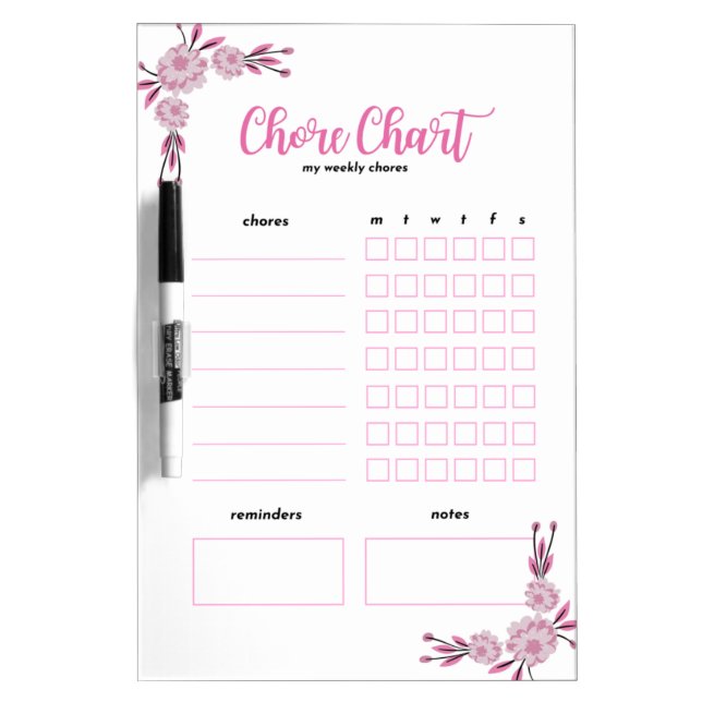 My Weekly Chore Chart Floral Dry Erase Board (Front)