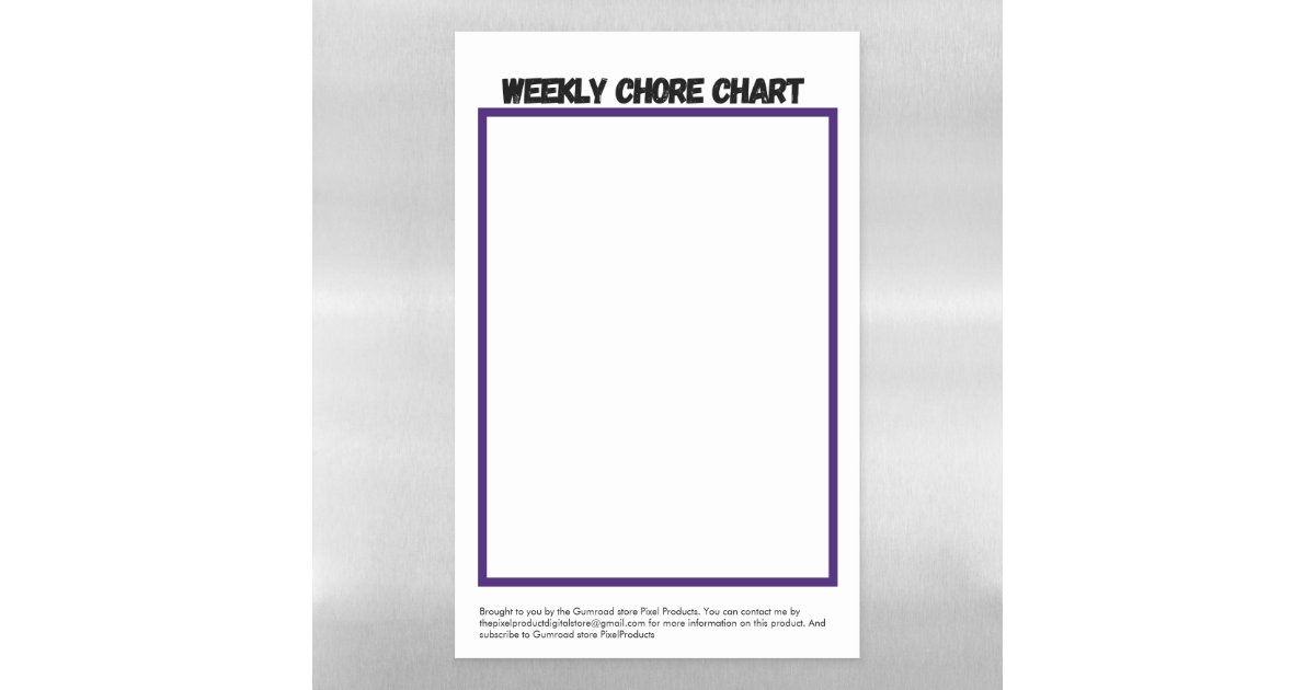 My Weekly Chore Chart Magnetic Dry Erase Sheet | Zazzle