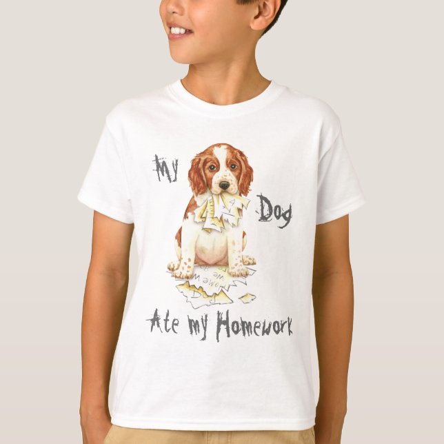 My Welsh Springer Ate My Homework T-Shirt (Front)