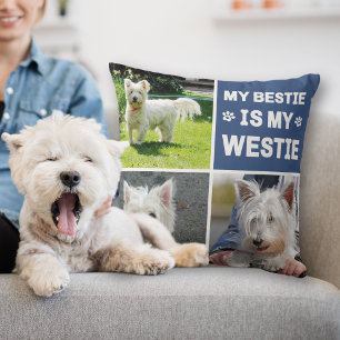 My Westie Is My Bestie Dog Lover Photo Collage  Throw Pillow