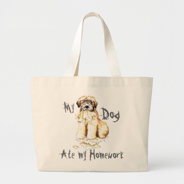 My Wheaten Ate My Homework Large Tote Bag (Front)