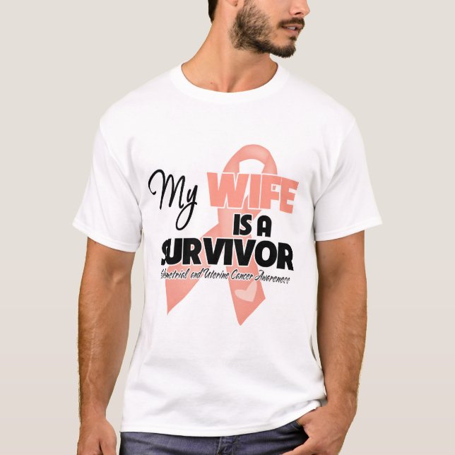 My Wife is a Survivor - Uterine Cancer T-Shirt (Front)
