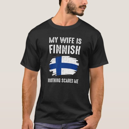 My Wife Is Finnish Finland Pride Flag Heritage Roo T_Shirt