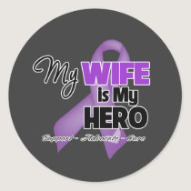 My Wife is My Hero - Purple Ribbon Classic Round Sticker