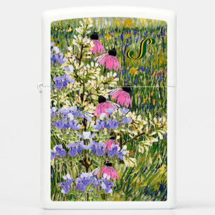 My Wildflowers in Van Gogh's Meadow - Monogrammed Zippo Lighter