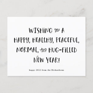 My Wish for 2022 Black and White Happy New Year Holiday Postcard