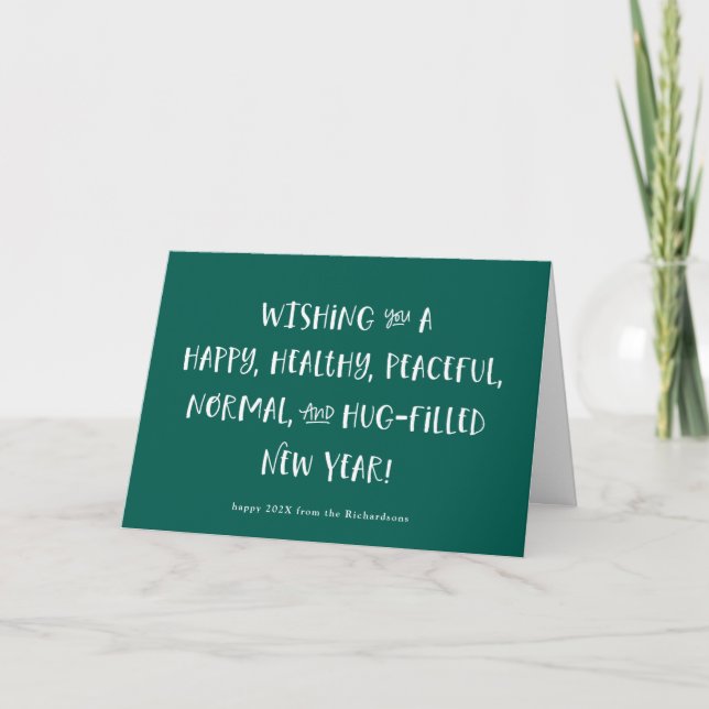 My Wish for 2022 | Green Happy New Year Holiday Card (Front)