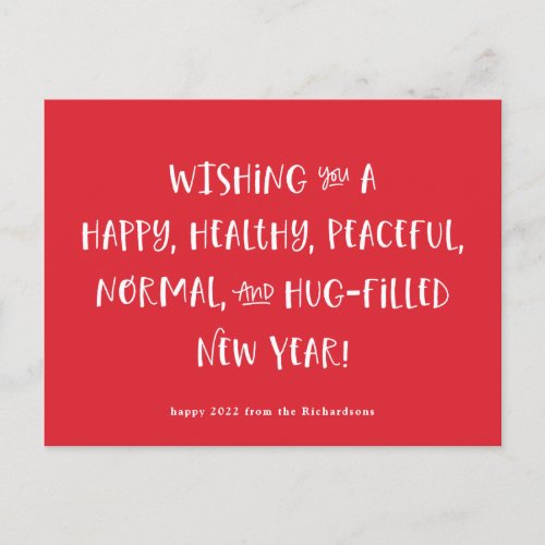My Wish for 2022  Red Happy New Year Holiday Postcard