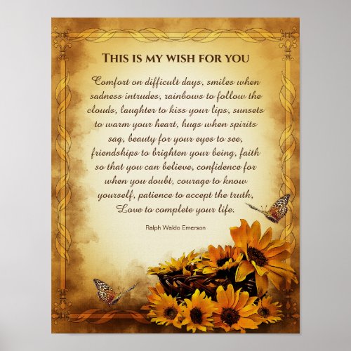My Wish for You Ralph Waldo Emerson Poem Poster