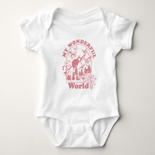 My Wonderful World Retro Flowers Baby Bodysuit (Front)