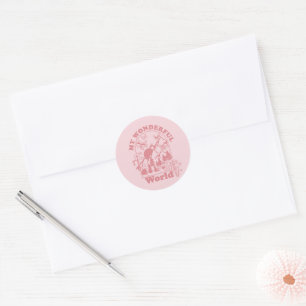 My Wonderful World Retro Flowers Classic Round Sticker