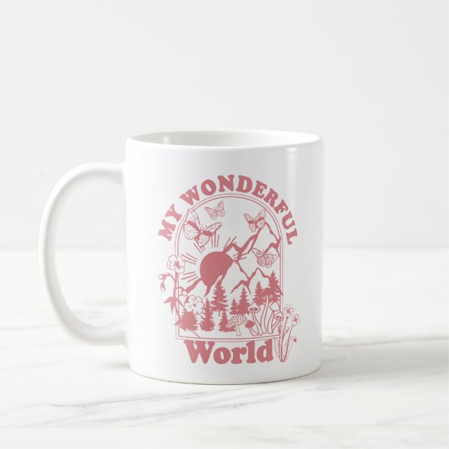 My Wonderful World Retro Flowers Coffee Mug (Left)