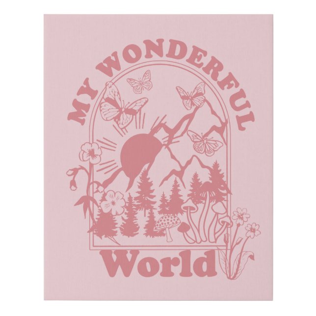 My Wonderful World Retro Flowers Faux Canvas Print (Front)