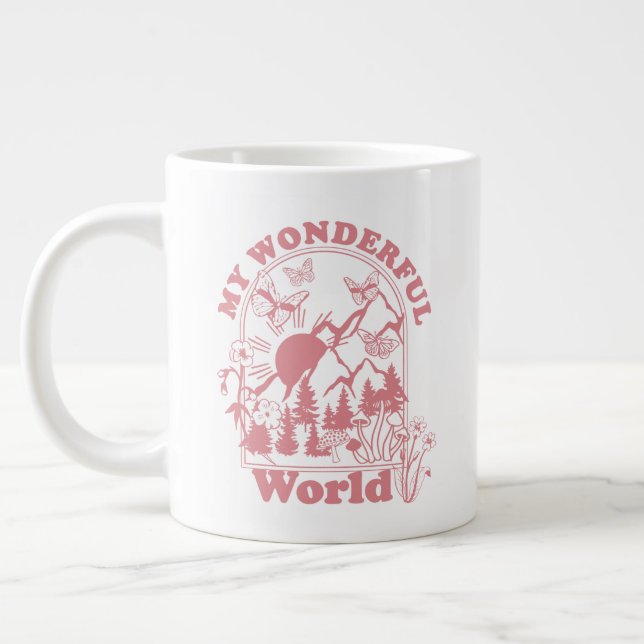 My Wonderful World Retro Flowers Giant Coffee Mug (Left)