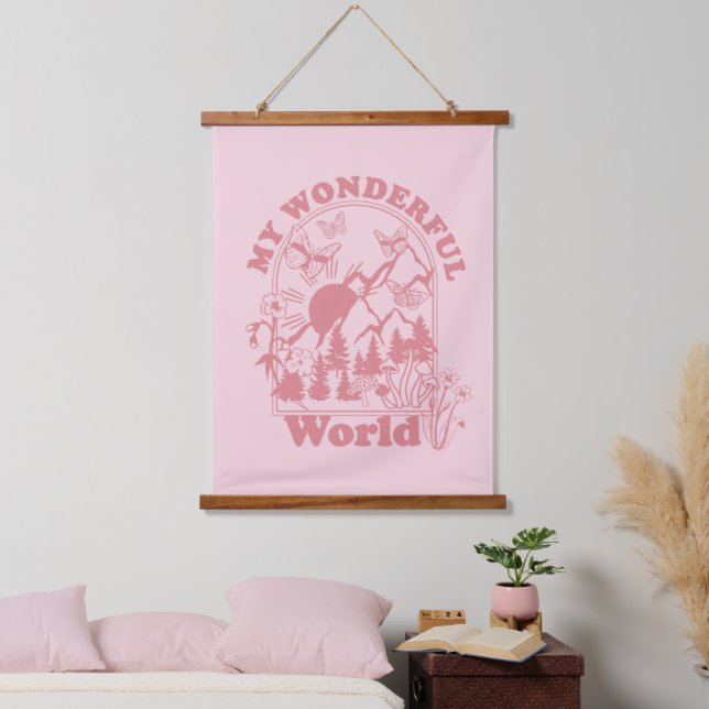 My Wonderful World Retro Flowers Hanging Tapestry (Bedroom)