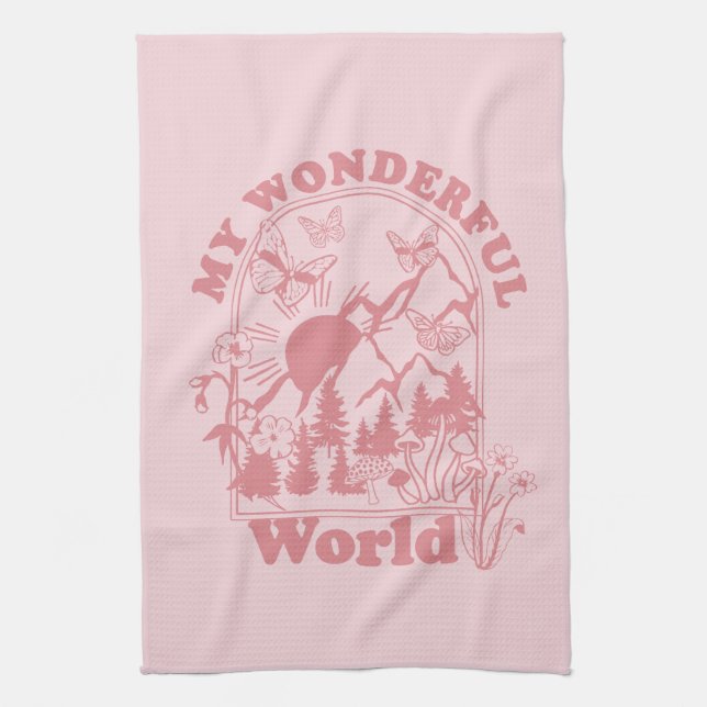 My Wonderful World Retro Flowers Kitchen Towel (Vertical)