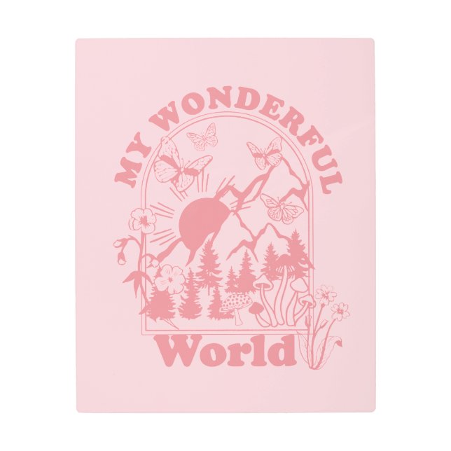 My Wonderful World Retro Flowers Metal Print (Front)