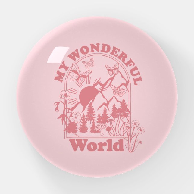 My Wonderful World Retro Flowers Paperweight (Front)