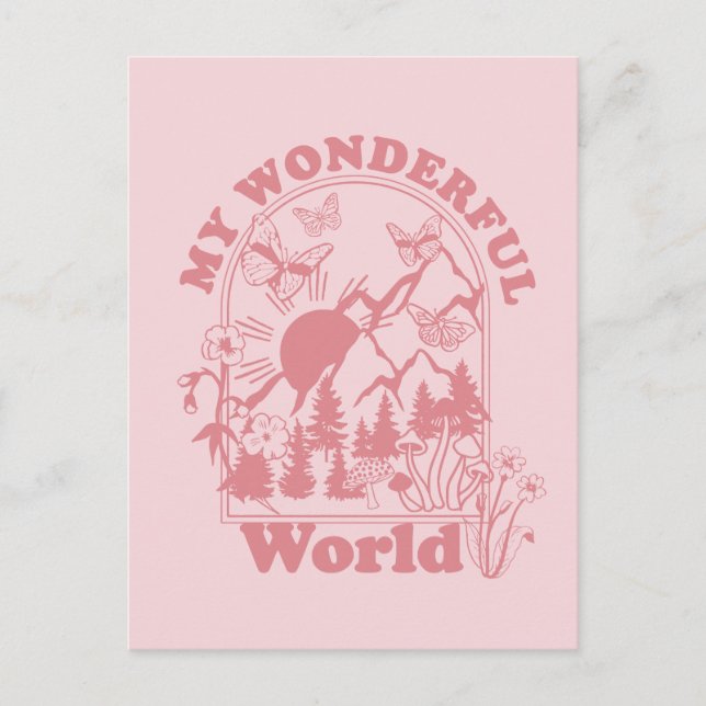 My Wonderful World Retro Flowers Postcard (Front)