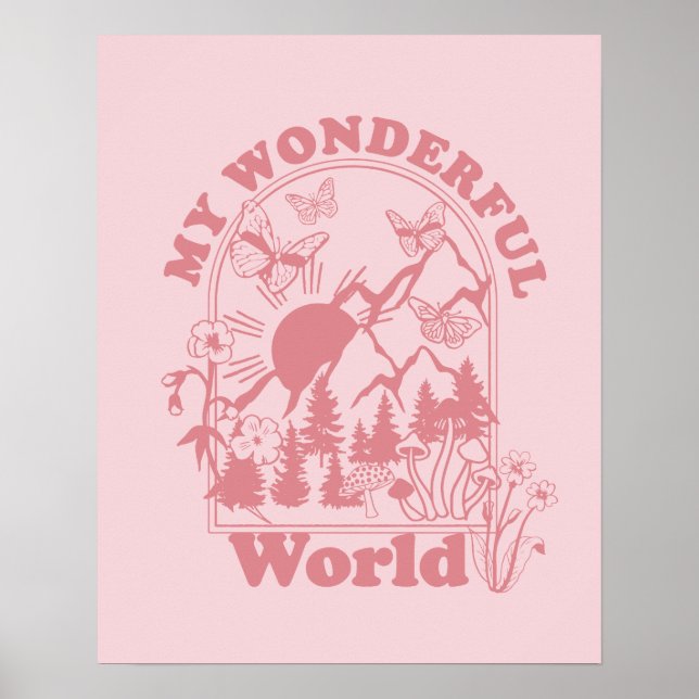 My Wonderful World Retro Flowers Poster (Front)