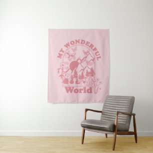 My Wonderful World Retro Flowers Tapestry