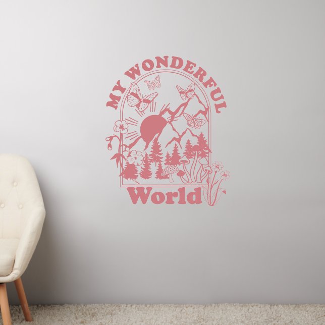 My Wonderful World Retro Flowers Wall Decal (Living Room 2)