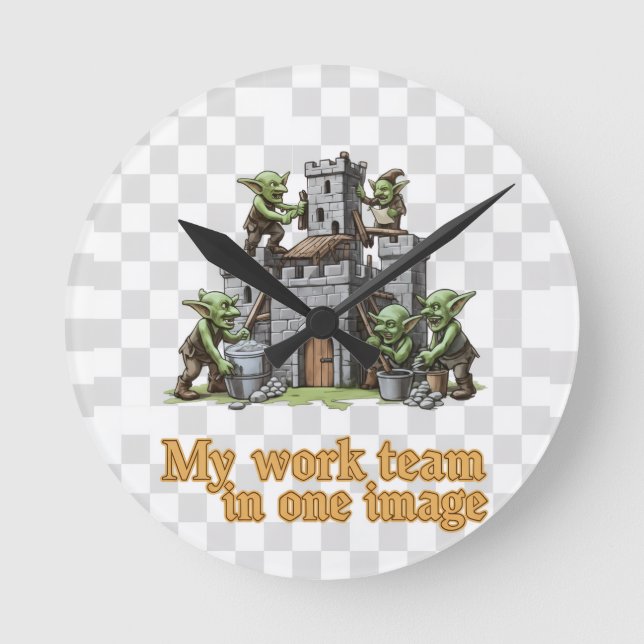 My Work Team Funny Goblin Humor clock (Front)