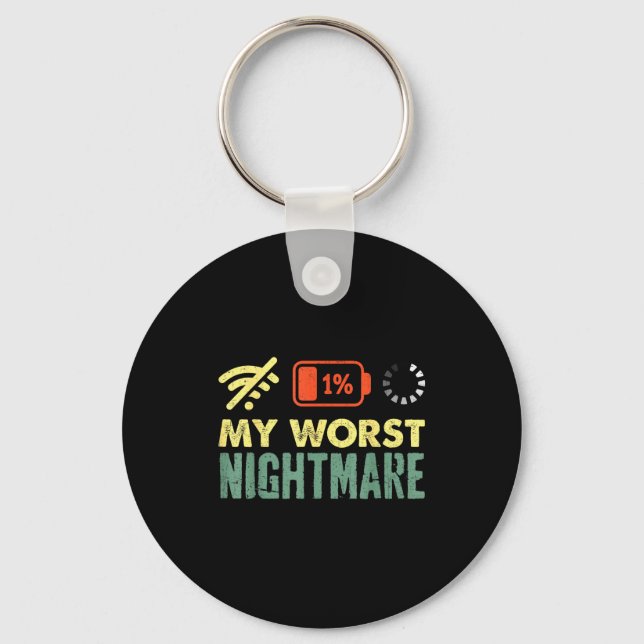 My Worst Low Battery Funny Gamers Humor Men  Keychain (Front)