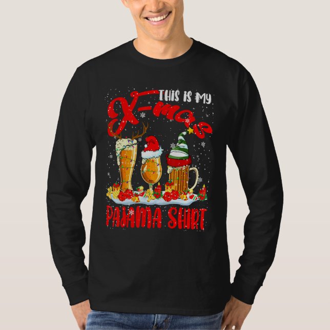 My X Mas Pajama Shirt Xmas Santa Reindeer Elf Beer (Front)