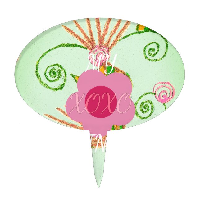 My XOXO Little Princess Floral Art Print Design Cake Topper (Front)