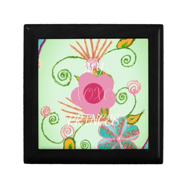 My XOXO Little Princess Floral Art Print Design Jewelry Box (Front)