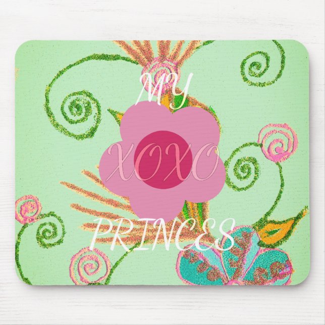 My XOXO Little Princess Floral Art Print Design Mouse Pad (Front)