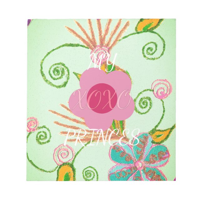 My XOXO Little Princess Floral Art Print Design Notepad (Front)
