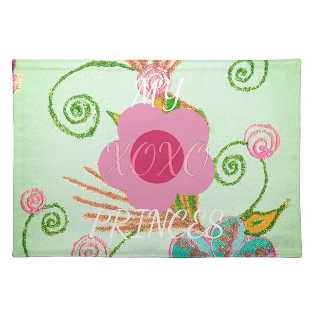 My XOXO Little Princess Floral Art Print Design Placemat (Front)
